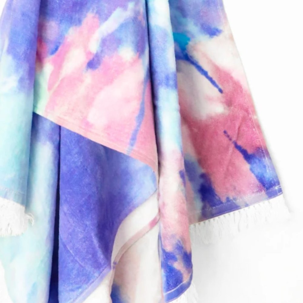 L*Space Tie Dye Beach Towel with Fringe